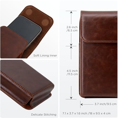 Holster for iPhone 17 Pro Max 16 Pro Max 15 Pro Max 14 Pro Max 13 Pro Max 16 Plus 15 Plus 14 Plus, Premium Leather Pouch with Belt Clip Phone Holster Belt Case, Coffee -L - color: Coffee, size: Large