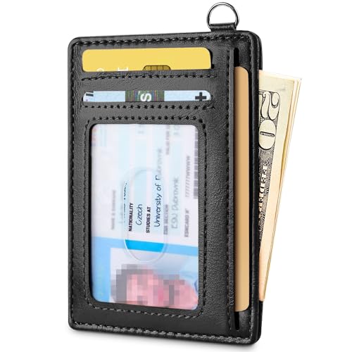 Mayski Slim Wallet, Credit Card Holder for Women, Minimalist Front Pocket RFID Blocking Card Cases, Small Wallet Women Men(Oiled Wax Black) - color: Oiled Wax Black