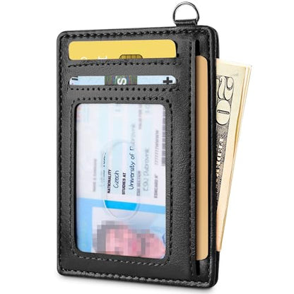 Mayski Slim Wallet, Credit Card Holder for Women, Minimalist Front Pocket RFID Blocking Card Cases, Small Wallet Women Men(Oiled Wax Black) - color: Oiled Wax Black