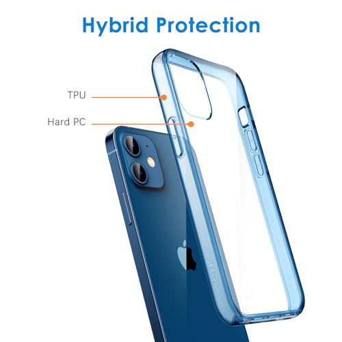 JETech Case for iPhone 12 mini, Anti-Yellowing, Jean Indigo | Shockproof Protection, Scratch Resistant Hard PC Back, Durable Transparent TPU Bumper - color: Jean Indigo