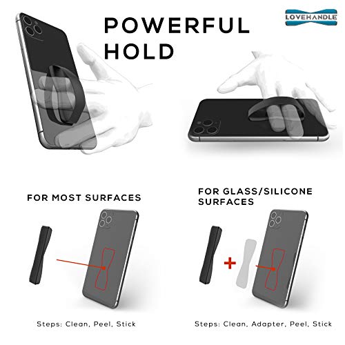 LOVEHANDLE Original Phone Grip - Black Strap, White Base