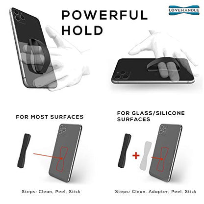LOVEHANDLE Original Phone Grip - Black Strap, White Base