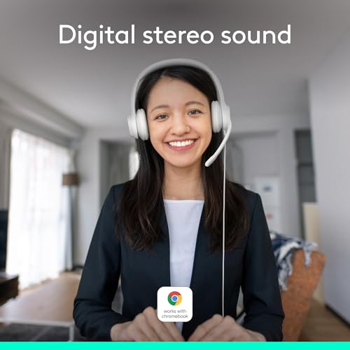 Logitech H390 Wired Headset PC/Laptop Stereo Headphones, USB-A, Off-White - color: Off White, style: USB-A