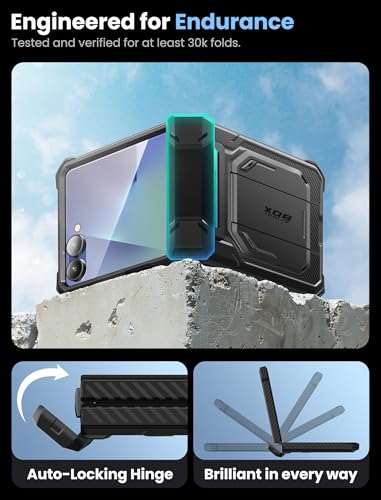 i-Blason for Samsung Galaxy Z Flip 7 Case with Stand & Belt-Clip, Black | Built-in Screen Protector, Hinge Protection, Belt-Clip, KickStand, Full-Body Protection, Military - color: Black