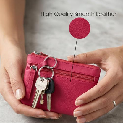 ili New York Leather Mini Compact Coin Purse - Black Brights - color: Black Brights