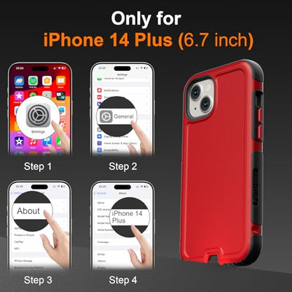 Follaroma Magnetic for iPhone 14 Plus Case, Heavy Duty Phone Cases,Red,6.7" | Compatible with MagSafe, Heavy Duty Shockproof,Military-Grade Anti-Drop Protective,Dual Layer Magnetic Protection Phone Cover - color: Red, size: iPhone 14 Plus 6.7''