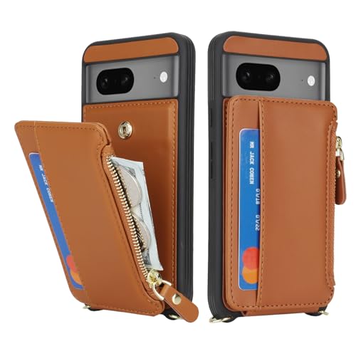 Cavor Compatible with Google Pixel 7 Case Wallet, Brown - color: Brown, size: Google Pixel 7