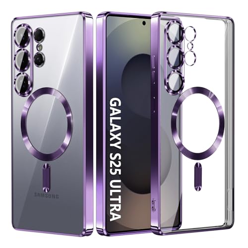 Compatible with Samsung Galaxy S25 Ultra Case（Only）.Magnetic Cover for S25 Ultra. Glossy Slim Thin Soft funda capa para for Galaxy S25 Ultra 6.9 inch.Compatible with MagSafe(Deep Purple) - color: Deep Purple