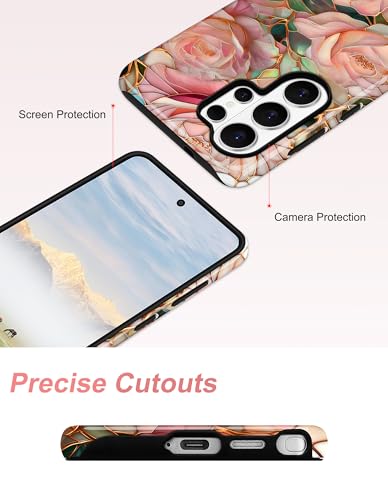 Magnetic Phone Case for Samsung Galaxy A16 5G, Pink Rose | Compatible with MagSafe, Cute Aesthetic Stained Glass Flower Floral, TPU and PC Protective Phone Cover for Women Girls - color: Pink Rose