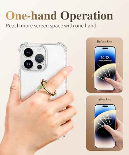 GVIEWIN Gritter Cell Phone Ring Holder, Metal Kickstand Grip 360° Rotation - color: Green Glitter