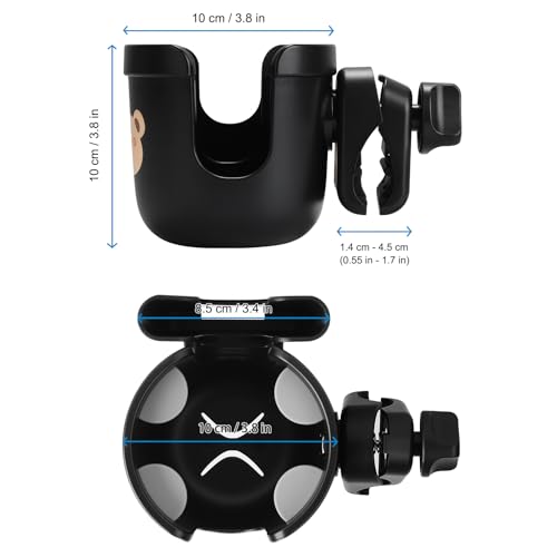 Accmor Wheelchair Cup Holder with Phone Holder, ﻿Universal 360° Rotatable Walker Cup Holder Rollator Scooter Accessory - color: Bear