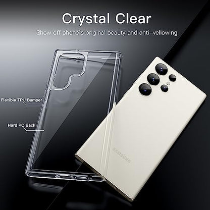 JETech Case for Samsung Galaxy S23 Ultra, Anti-Yellowing, Clear | Shockproof Protection, Scratch Resistant Hard PC Back, Durable Transparent TPU Bumper - color: Clear