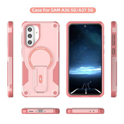 for Galaxy A37/A36-5G Case Military-Grade Dropproof Phone/Invisible Kickstand with MagSafe/HD Screen Protector, Protective Magnetic Phone Cover for Samsung Galaxy A37 4G/5G&A36 5G (Pink) - color: Pink