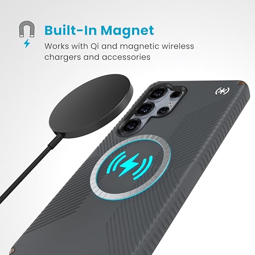 Speck Samsung Galaxy S25 Ultra Case - Magnet Case, 13-Foot Drop Protection, No-Slip Grips - Samsung S25 Ultra Case Magsafe - Raised Bezel and Enhanced Buttons - Presidio 2 Grip(Pack of 1) - color: Charcoal Grey/Cool Bronze, size: Galaxy S25 Ultra