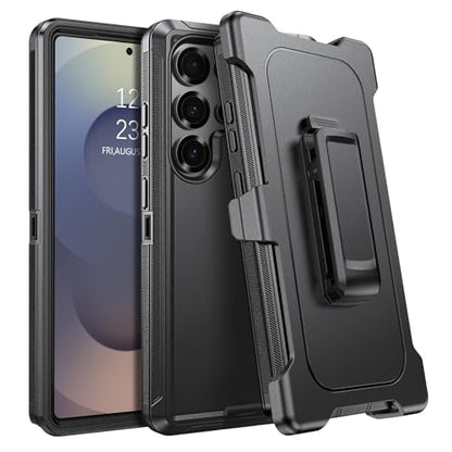 DUEDUE for Samsung Galaxy S24 Ultra Case with Belt Clip Holster Shockproof 3-Layer Heavy Duty Kickstand Cover Full Body Protective Rugged Phone Case for Samsung S4 Ultra 6.8", Black - size: for Samsung S24 Ultra 6.8"