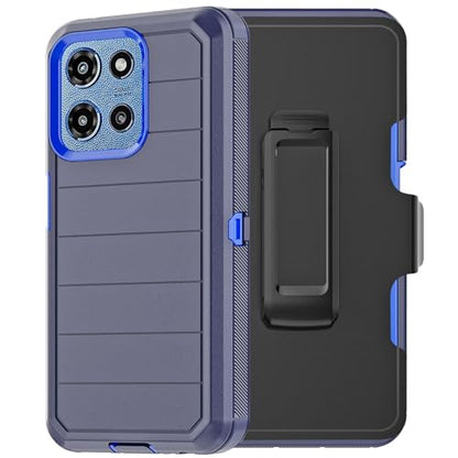 for Motorola Moto G 2026/2025 Case: for Moto G Play 2026 Case with Belt Clip Holster, Heavy Duty 3-Layer Military Grade Rugged Full Body Protection Cover (Navy Blue/Blue) - color: Navy Blue/Blue