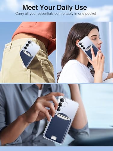 TopMade for MagSafe Wallet, 4 Cards Holder, Strongest Magnetic Phone Wallet - color: Dark Blue