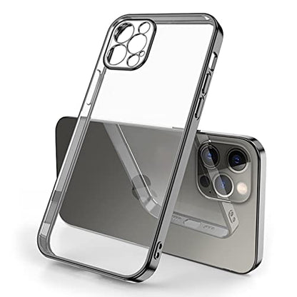 ZEZHOU Design for iPhone 12 Pro Max Clear Case, No Yellow, Electroplated Edge, Upgraded Shockproof Inner Silicone Bumper Cover, Slim Thin Phone Case for iPhone 12 Pro Max 6.7", Black - color: Soft Clear - Black, Slim Yet Protective