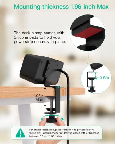 Mifaso PD20W USB C Desk Clamp Power Strip, 1080J Surge Protector - color: Black, size: PD20W