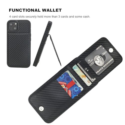 KIHUWEY for iPhone 14 Wallet Case Card Holder Kickstand, Carbon Black - color: Carbon Black