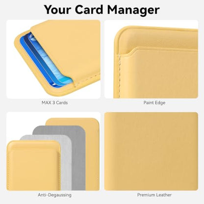 Magnetic Wallet Cell Phone Card Holder for Phone Case with Mag-Safe - color: Cream Yellow, size: 1 Pack