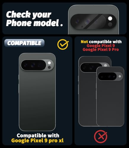 Orzero (5 Pack Camera Lens Protector for Google Pixel 9 Pro XL, Protector de Cámera Tempered Glass 9H Precise Camera Cutouts Anti-Scratch Does Not Affect Night Shots and Flash - size: Google Pixel 9 Pro XL