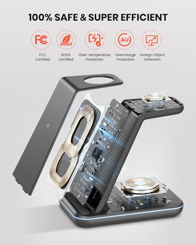 GEEKERA 3-in-1 Wireless Charging Station for iPhone, Watch & AirPods - color: Black