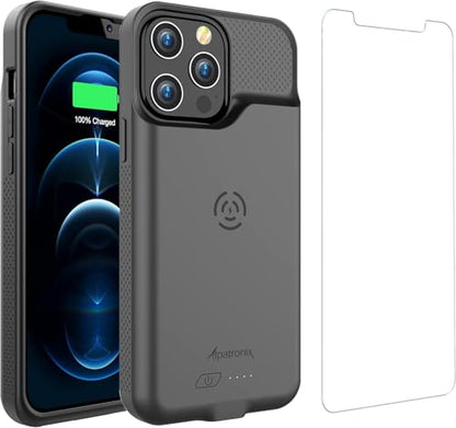Alpatronix Battery Case for iPhone 14 Pro and iPhone 14 (6.1 inch), Strong Slim Portable Protective Extended Charging Cover with Wireless Charging, Apple Pay, CarPlay (BX14Pro) – Black - size: Apple iPhone 14/14Pro