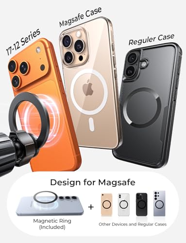 LISEN for MagSafe Car Phone Mount -Strong Magnets Magnetic Phone Holders for Your Car 2-in-1 Vent Dashboard Magnet Cell Phones Holder Mounts Car Accessories fit Note 18 iPhone 17 Pro Max Purple - color: NEW Upgraded: Purple