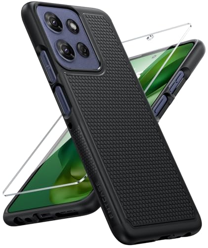 FNTCASE for Moto G-Power 2025 Case: Dual Layer Non Slip Shockproof Rugged | With Screen Protector, Military Grade Drop Protection, Anti-Scratch, Matte Textured Protective Phone Cover, Daily Use, Black - color: Black, size: For Moto G Power 5g 2025