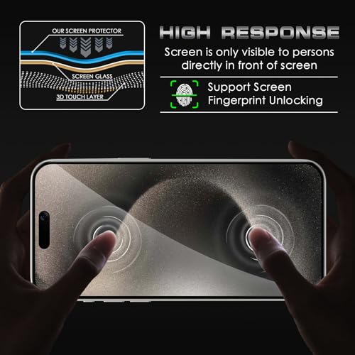 2 Pack for iPhone 15 Pro Privacy Screen Protector, Anti Spy Tempered Glass Film, Anti-Spy Protection for iPhone 15 Pro Screen Protector - size: iPhone 15 Pro
