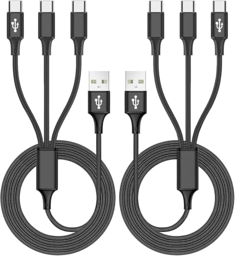 Awnuwuy Multi 3 in 1 USB C Cable 10FT 2Pack,Charge 3 Phones Simultaneously - color: Black 3USB-C, size: 10FT