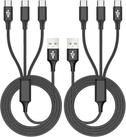 Awnuwuy Multi 3 in 1 USB C Cable 10FT 2Pack,Charge 3 Phones Simultaneously - color: Black 3USB-C, size: 10FT