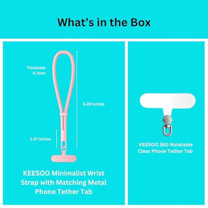 Minimalist Wrist Strap Phone Lanyard with Adjustable Drop-Proof Design, 7mm Reinforced Climbing Rope Material, 2 Phone Tether Tabs (Matching Metal and Rotatable Clear) - Camel - color: 02 Minimalist Camel