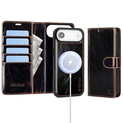 Shieldtop Compatible with MagSafe iPhone 17 Air Wallet Case,(Coffee) | 2 in 1 Detachable Magnetic,Credit Card Holder Slots,RFID Blocking,PU Leather,Kickstand,Flip Folio Phone Cover for Men & Women - color: Coffee-U1, size: iPhone 17 Air - 6.6"
