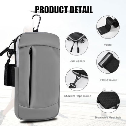 Phone Holder for Running Armband,Cell Phone Purse Small Crossbody Bags for Women Men Kids,iPhone 17 16 16e 15 14 13 12 11 Pro Max Xs Xr X Plus Mini Galaxy Ultra S26 S25 Note Bag Gym Arm Bands - color: 04-Grey with Crossbody Strap&Hook