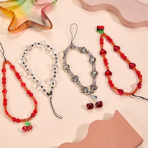 BEEFLYING Beaded Phone Charm Wrist Strap for Case - color: Black