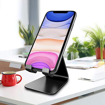CreaDream Phone Stand Holder, Aluminum Phone Stand for Desk - color: Black