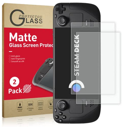 Ambison 2 Pack Matte Glass Screen Protector for Steam Deck 7.0''/Steam Deck OLED 7.4'', Anti Glare & Anti Fingerprint, High Sensitivity, 9H Tempered Glass Film, Scratch Resistant, Bubble Free - size: Steam Deck*2Pcs