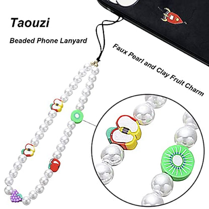 6PCS Beaded Phone Charms Strap Fruit Star Faux Pearl Rainbow Beads Phone Chains Beaded Lanyard for Camera Key Wallet Valentines Day Gifts for Her Women - style: Style6-5
