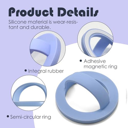 Magnetic Silicone Ring Grip Phone Holder, Rotating Finger Loop Ring Grip Holder, Soft and Portable, Strong Magnetic Attraction, Compatible with Magsafe for iPhone and Samsung Case (Purple) - color: Purple