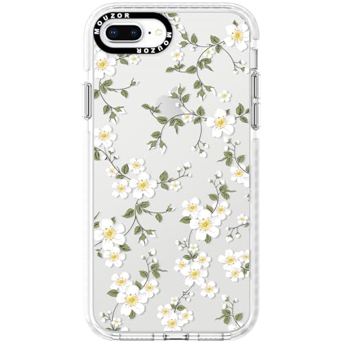 Cute Phone Case for iPhone 7 Plus, Vine Flowers iPhone 8 Plus Cases, Aesthetic Floral Pattern Soft Clear TPU Shockproof Bumper Cover for Girls Women - size: iPhone 7 Plus/8 Plus