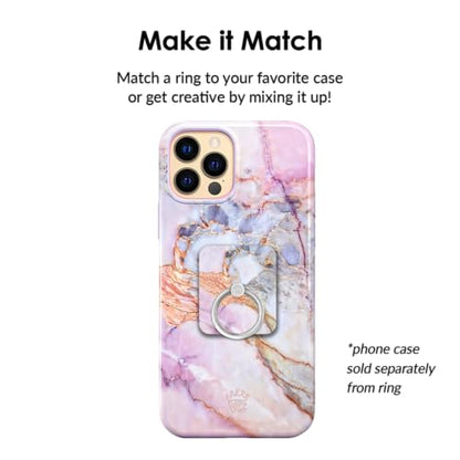 Velvet Caviar Cell Phone Ring Holder - Finger Ring & Stand - Improves Phone Grip Compatible with iPhone, Galaxy and Most Cases (Except Silicone/Leather) - White Marble - color: Violet Sky
