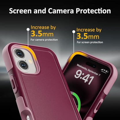 Follaroma Magnetic for iPhone 16 Case, Heavy Duty Cases, Purple Pink,6.1" | Compatible with MagSafe, Heavy Duty Shockproof,Military-Grade Anti-Drop Protective,Dual Layer Magnetic Protection Phone Cover - color: Purple Pink, size: iPhone 16 6.1''