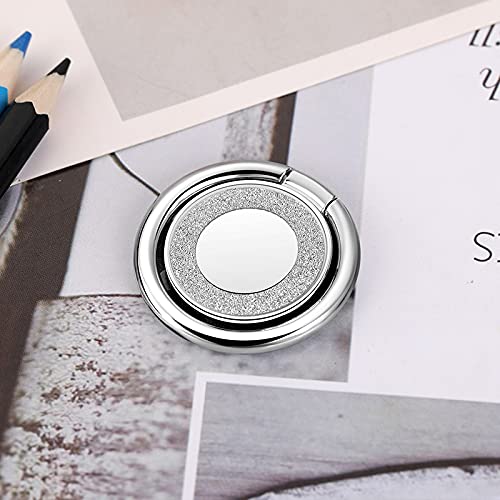 Cell Phone Ring Holder Finger Kickstand Turns 360° Degrees & 180° Degrees Adjustable to Fit Your Needs Helps Stabilize Phone for Selfies iPhone Stand Phone Grip Circle Bling 52014 (Silver) - color: Silver
