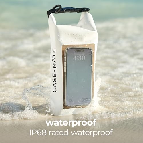 Case-Mate Mini IP68 Waterproof Bucket Bag (2L) - Sand Dollar | Roll Top Dry Bag with Touchscreen Waterproof Pouch - For Phones Up to 7" - Swimming, Kayaking, Boating, Travel Essentials - color: Sand Dollar