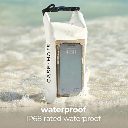 Case-Mate Mini IP68 Waterproof Bucket Bag (2L) - Sand Dollar | Roll Top Dry Bag with Touchscreen Waterproof Pouch - For Phones Up to 7" - Swimming, Kayaking, Boating, Travel Essentials - color: Sand Dollar