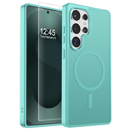 SUPFINE Magnetic for Samsung Galaxy S25 Ultra Case with Screen Protector, (Built-in Magnets) (Military Grade Drop Protection) Slim Translucent Shockproof Phone Case,Blue Green - color: Blue Green, size: S25 Ultra 6.9"