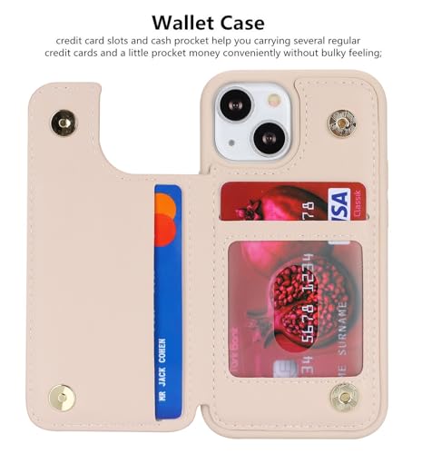 iCoverCase Compatible with iPhone 13 Mini Case with Card Holder, Wallet Phone Case for Women Men RFID Blocking PU Leather Protective Case 5.4 Inch (Beige) - color: Beige