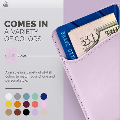Wallaroo Premium Leather Cell Phone Wallet Stick On - Android and iPhone Wallet and Card Holder for Women and Men - Durable with Non-Slip Lining Secures Up to 3 Cards - color: Lavender Pink